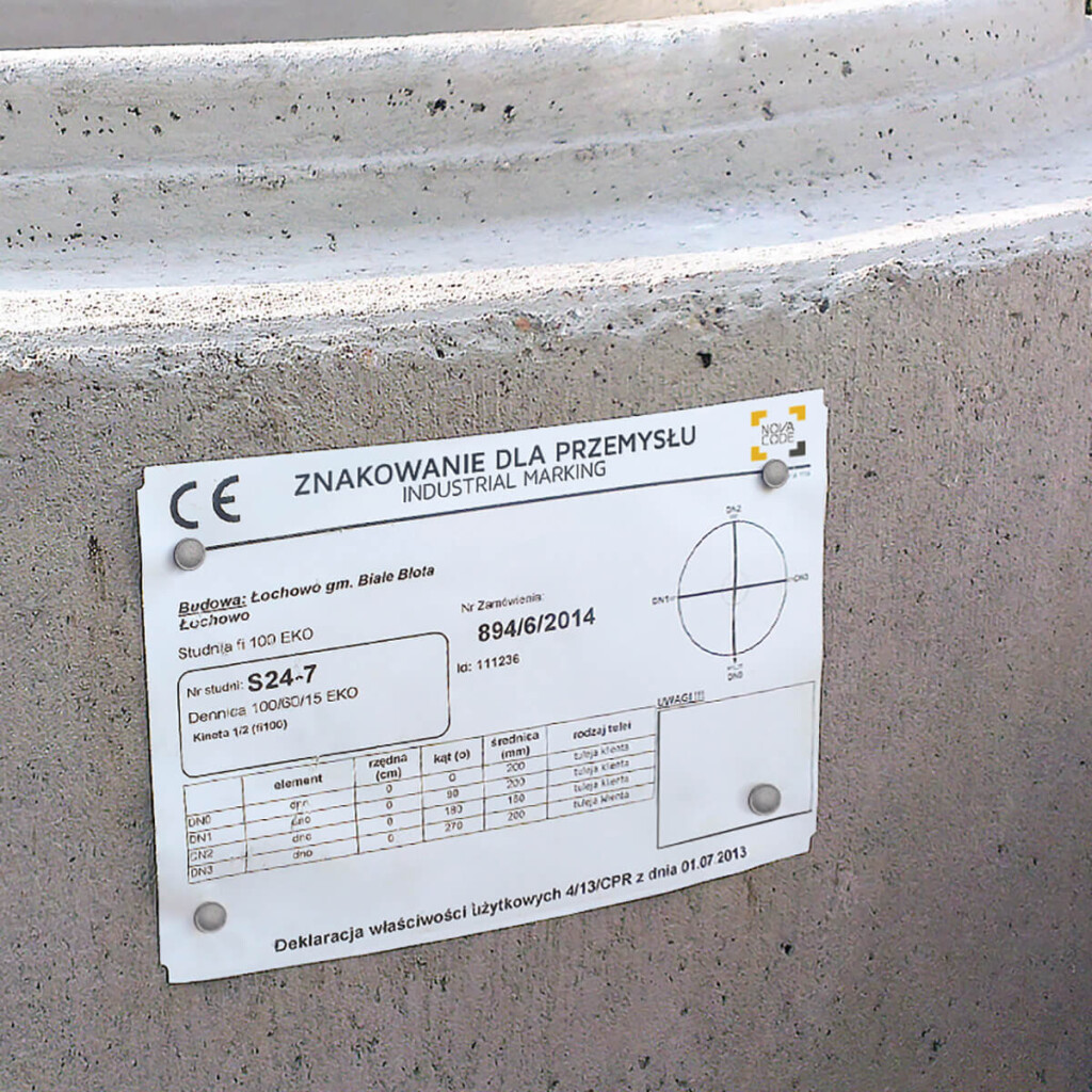 Znakowanie dla przemysłu - etykieta prefabrykatu betonowego